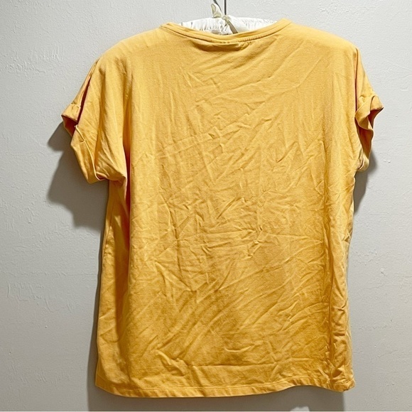 FREE/QUENT DENMARK Women’s Mustard Yellow Cuffed Dolman Sleeve Tee Shirt Size L - Picture 2 of 5